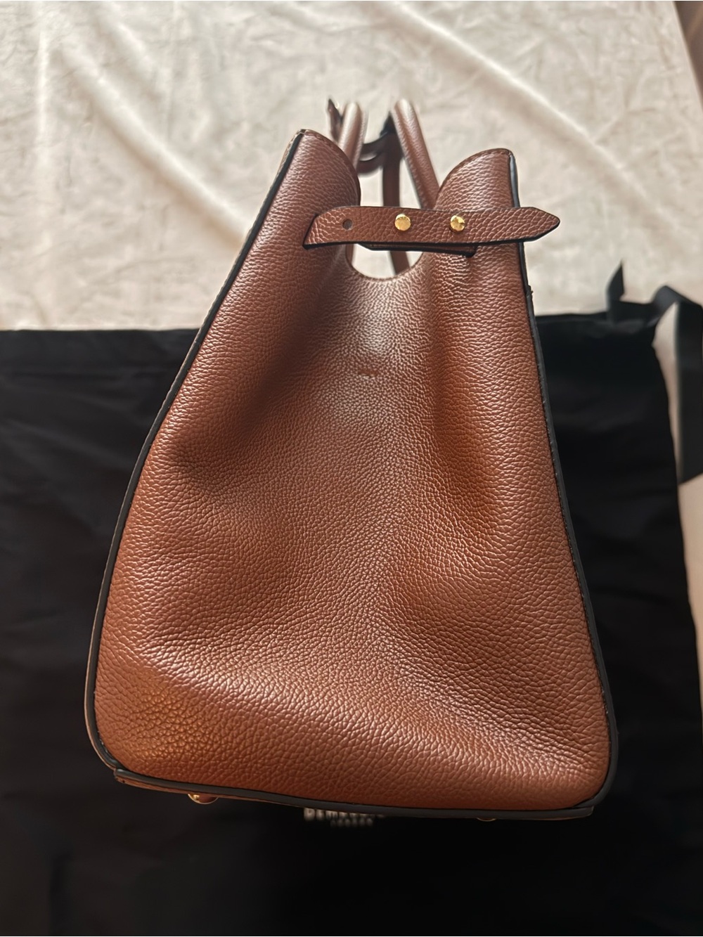 DeMellier The Hudson Bag in Tan Small Grain Leather with Crossbody Strap NEW - Picture 8 of 9